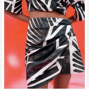 Zara draped printed skirt